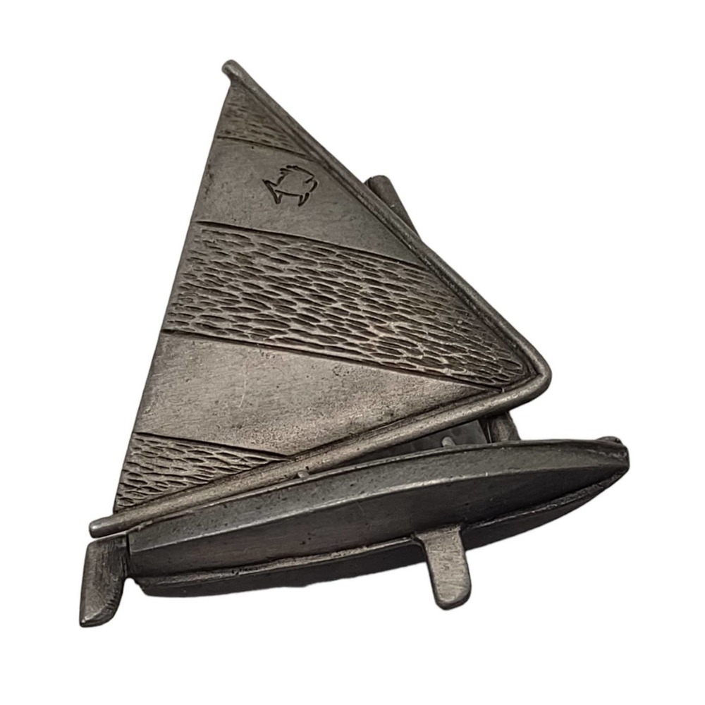 Vintage Pewter Marked Sail Boat Pendant